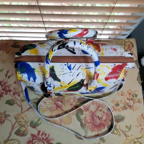 Dooney & Bourke Dipinta Inspired Hand Painted Vintage Zip Satchel Rare Dooney - Picture 11 of 14